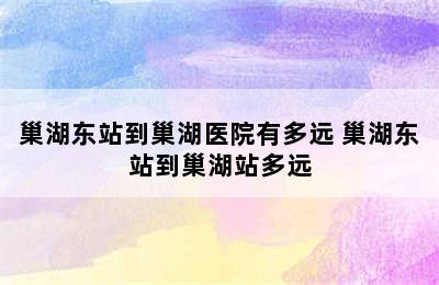 巢湖东站到巢湖医院有多远 巢湖东站到巢湖站多远